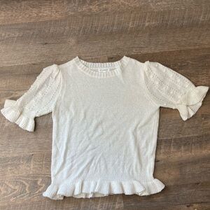 BLU Pepper | Knitted Quarter Sleeve Peplum Swiss Dot Sweater Blouse